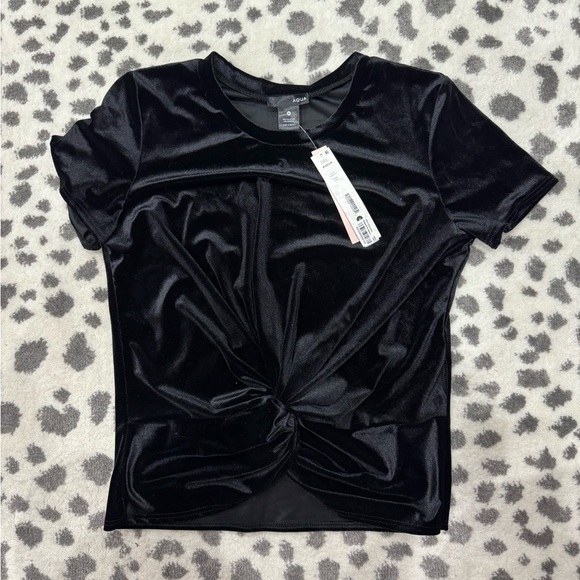 Women’s Aqua Tshirt with bottom Knot - black - sz medium - NWT - Picture 7 of 9